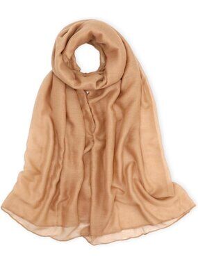 Women's Cream Stylish Cover Hijab Cotton Voile Wrap for Spring Fall Scarf Shawl